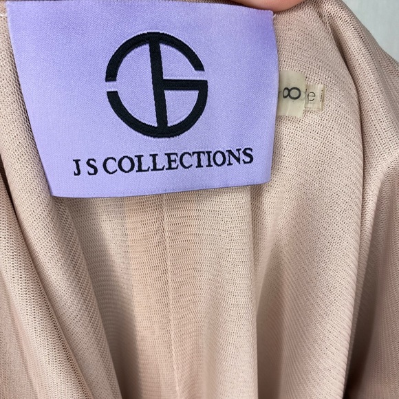 J.S. Collection Blush with Gold Sparkle Evening Gown - Picture 3 of 5